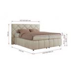 Łóżko kontynentalne RITA 140x200 - H3 - beżowy, welwet