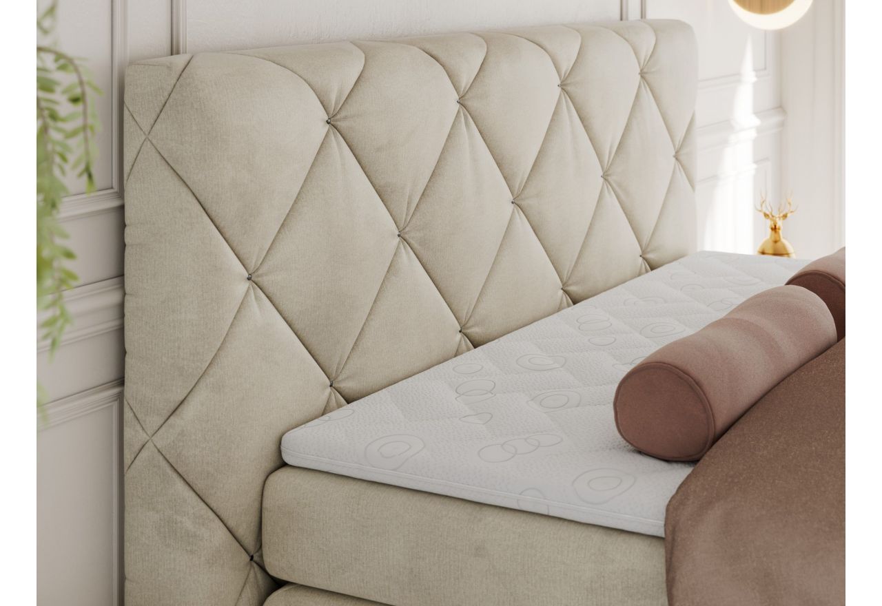 Łóżko kontynentalne RITA 160x200 - H3 - beżowy, welwet