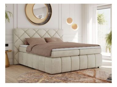 Łóżko kontynentalne RITA 180x200 - H4 - beżowy, welwet