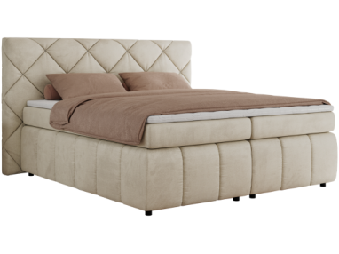 Łóżko kontynentalne RITA 180x200 - H4 - beżowy, welwet