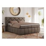 Łóżko kontynentalne RITA 140x200 - H4 - brązowy, welwet