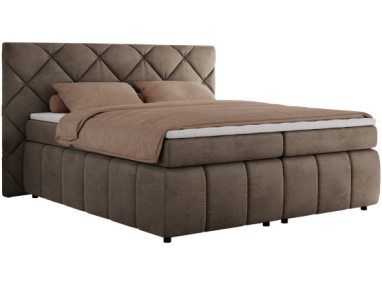 Łóżko kontynentalne RITA 180x200 - H4 - brązowy, welwet