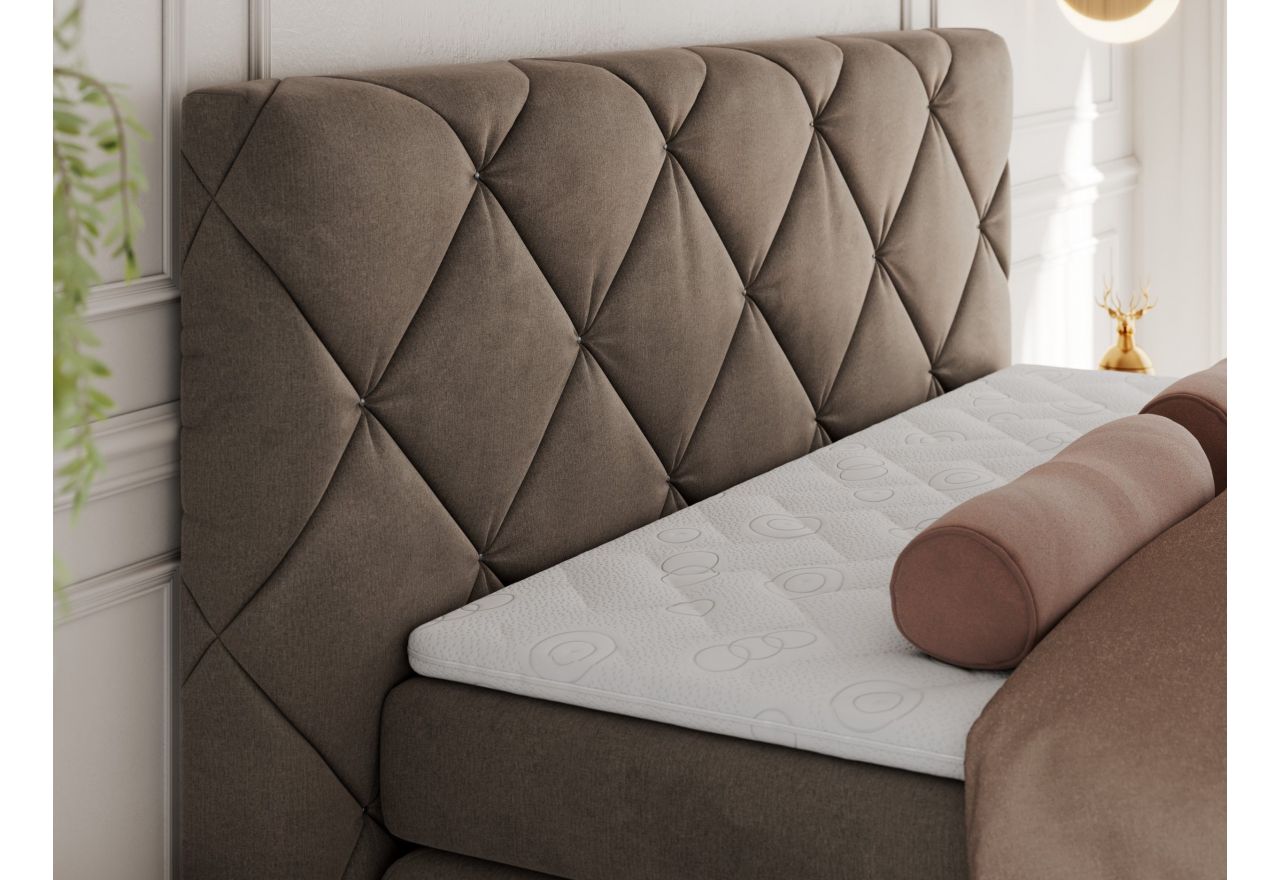 Łóżko kontynentalne RITA 180x200 - H4 - brązowy, welwet