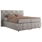 Łóżko kontynentalne RITA 140x200 - H3 - jasnoszary, welwet