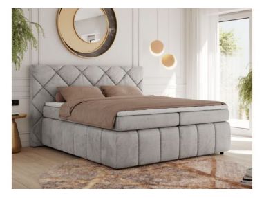 Łóżko kontynentalne RITA 160x200 - H3 - jasnoszary, welwet