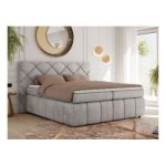 Łóżko kontynentalne RITA 180x200 - H3 - jasnoszary, welwet