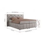 Łóżko kontynentalne RITA 140x200 - H4 - jasnoszary, welwet