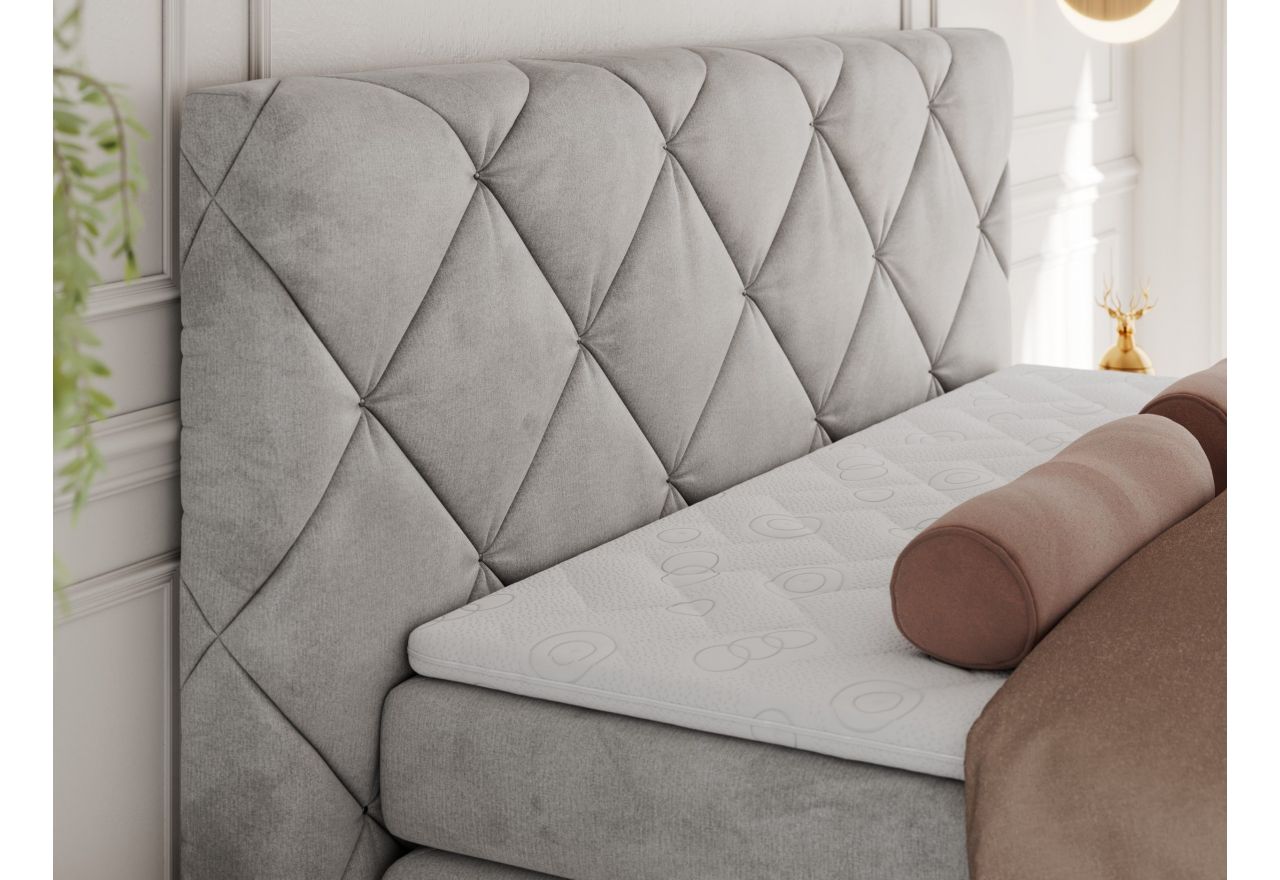 Łóżko kontynentalne RITA 160x200 - H4 - jasnoszary, welwet