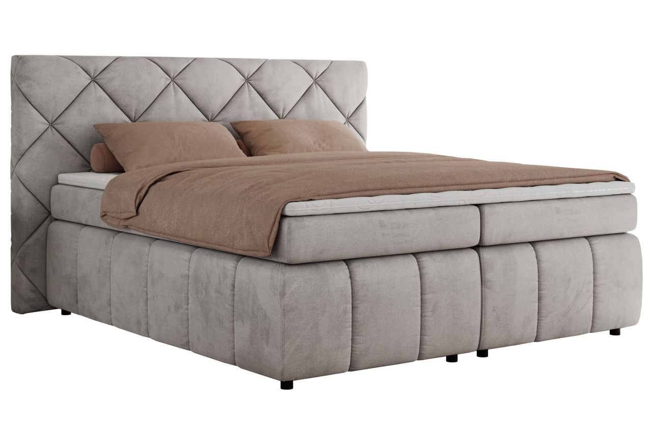 Łóżko kontynentalne RITA 160x200 - H4 - jasnoszary, welwet