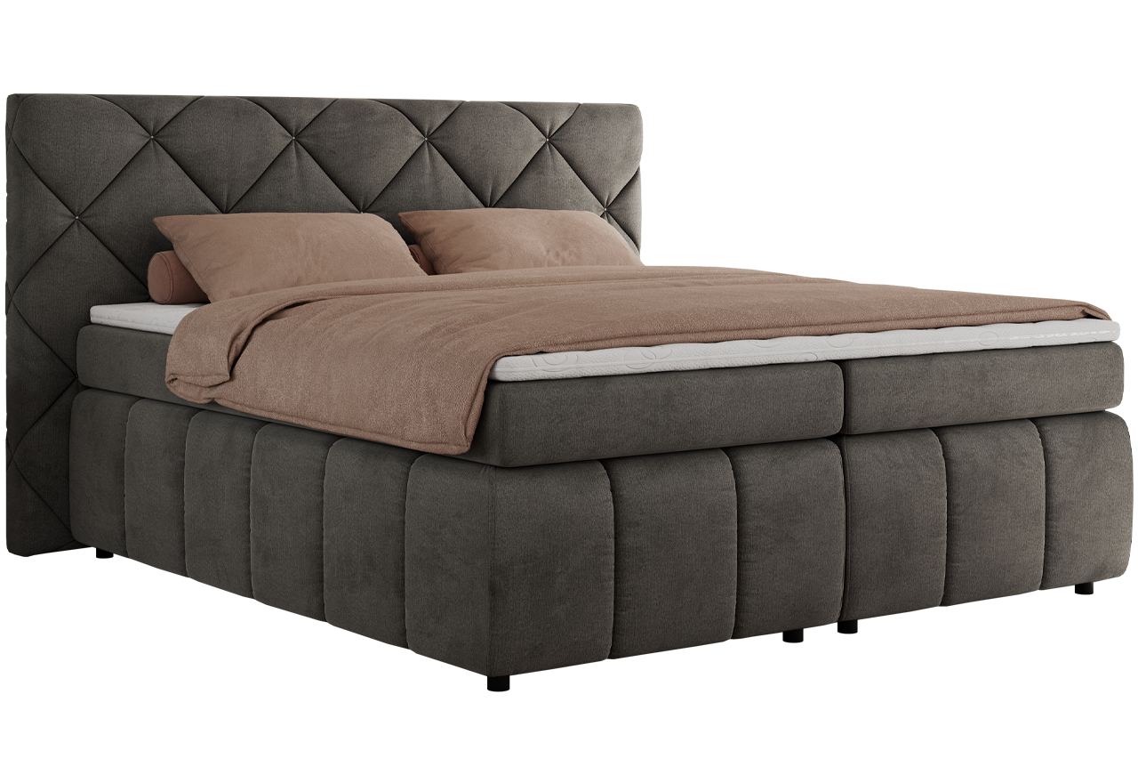 Łóżko kontynentalne RITA 180x200 - H3 - ciemnoszary, welwet