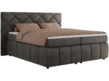 Łóżko kontynentalne RITA 140x200 - H4 - ciemnoszary, welwet