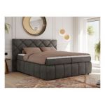 Łóżko kontynentalne RITA 160x200 - H4 - ciemnoszary, welwet