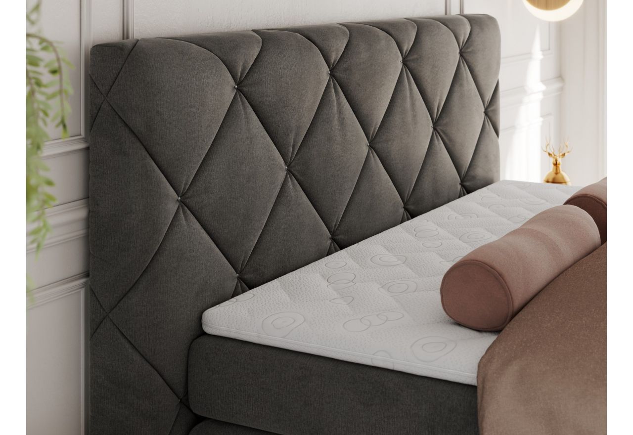 Łóżko kontynentalne RITA 180x200 - H4 - ciemnoszary, welwet