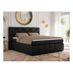 Łóżko kontynentalne RITA 140x200 - H3 - czarny, ekoskóra