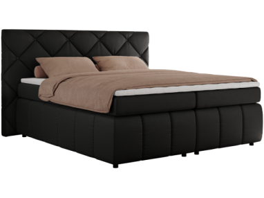 Łóżko kontynentalne RITA 160x200 - H3 - czarny, ekoskóra