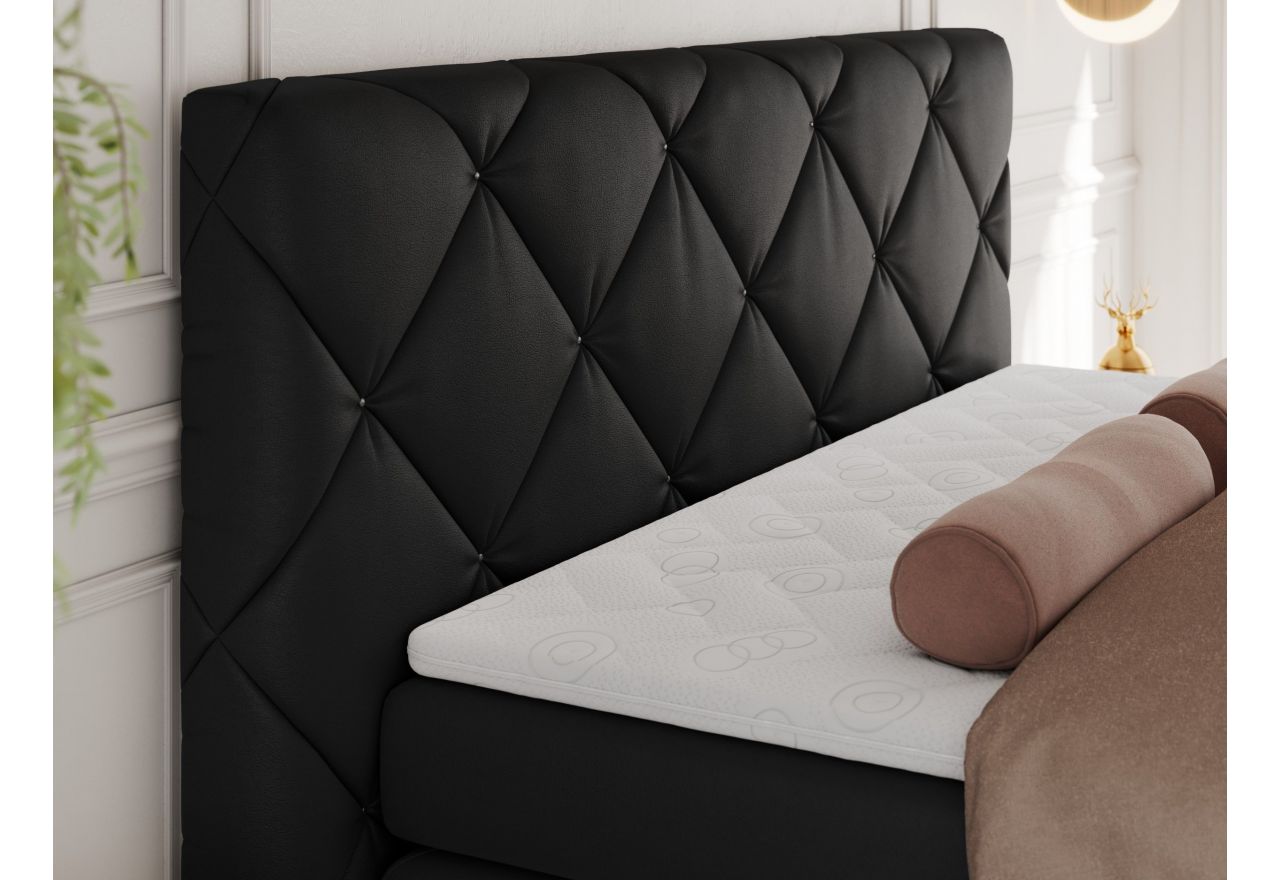 Łóżko kontynentalne RITA 180x200 - H3 - czarny, ekoskóra