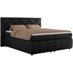 Łóżko kontynentalne RITA 140x200 - H4 - czarny, ekoskóra