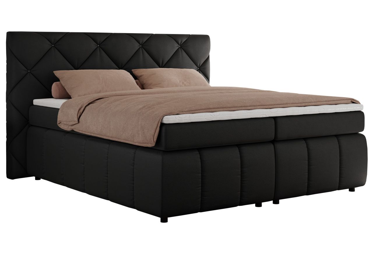 Łóżko kontynentalne RITA 180x200 - H4 - czarny, ekoskóra