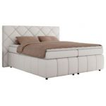 Łóżko kontynentalne RITA 180x200 - H3 - biały, ekoskóra