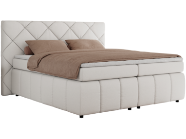 Łóżko kontynentalne RITA 180x200 - H4 - biały, ekoskóra