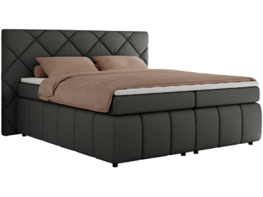 Łóżko kontynentalne RITA 140x200 - H3 - szary, ekoskóra