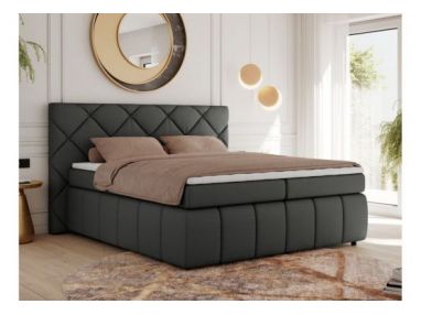 Łóżko kontynentalne RITA 160x200 - H3 - szary, ekoskóra