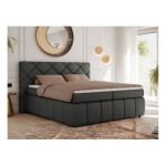 Łóżko kontynentalne RITA 140x200 - H4 - szary, ekoskóra