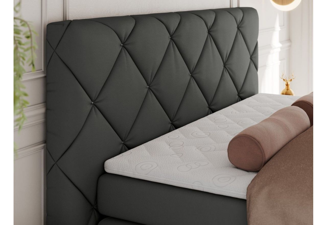 Łóżko kontynentalne RITA 140x200 - H4 - szary, ekoskóra