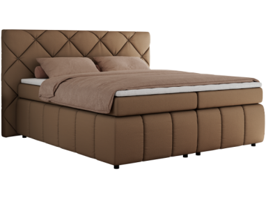 Łóżko kontynentalne RITA 160x200 - H3 - brązowy, ekoskóra