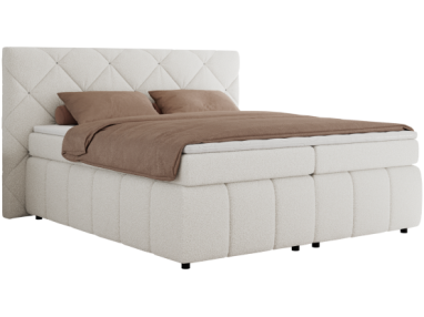 Łóżko kontynentalne RITA 140x200 - H3 - biały, boucle