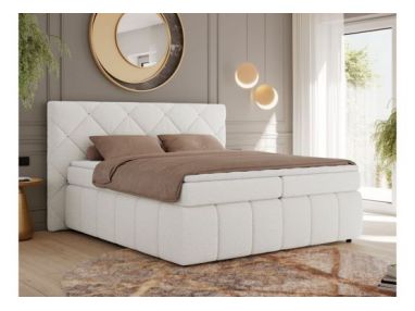 Łóżko kontynentalne RITA 160x200 - H3 - biały, boucle