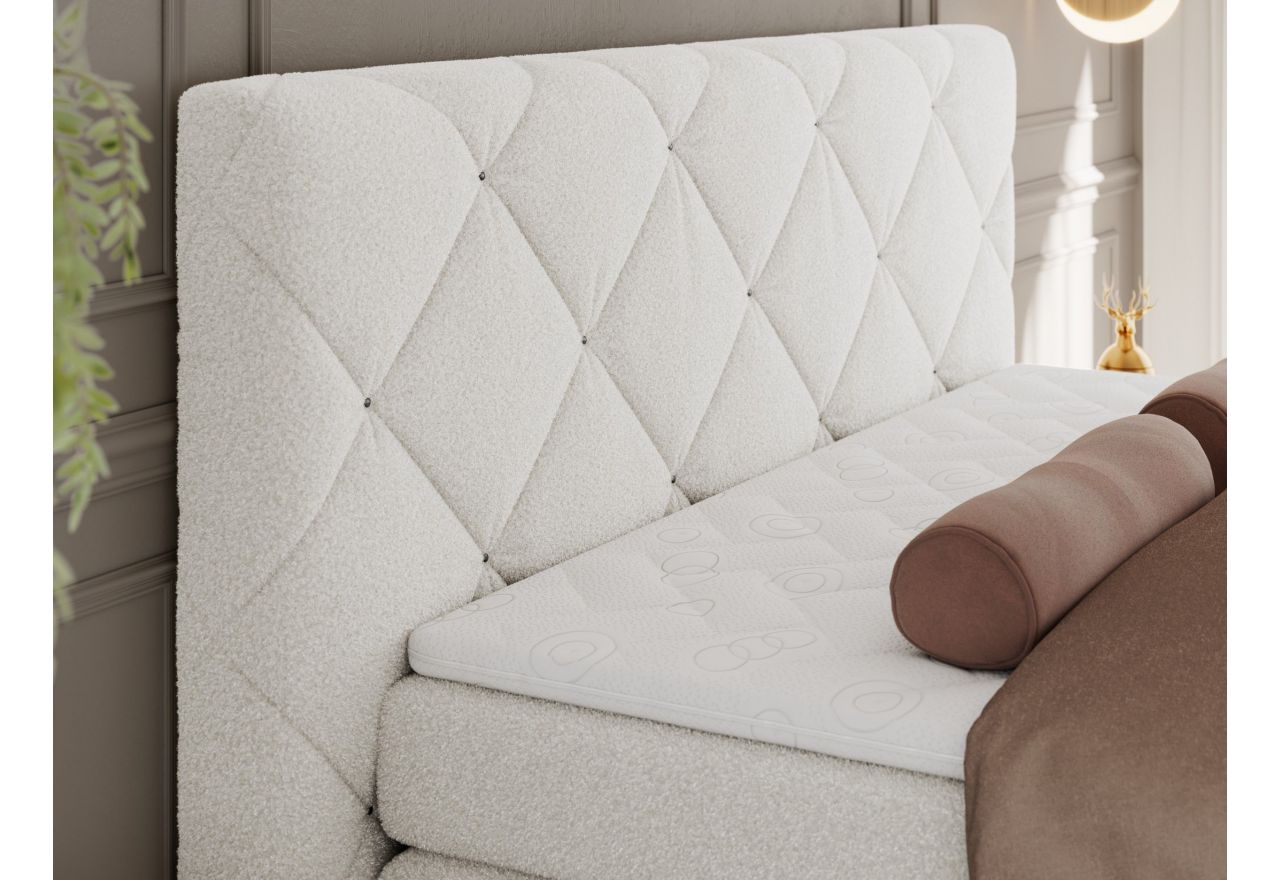 Łóżko kontynentalne RITA 160x200 - H3 - biały, boucle