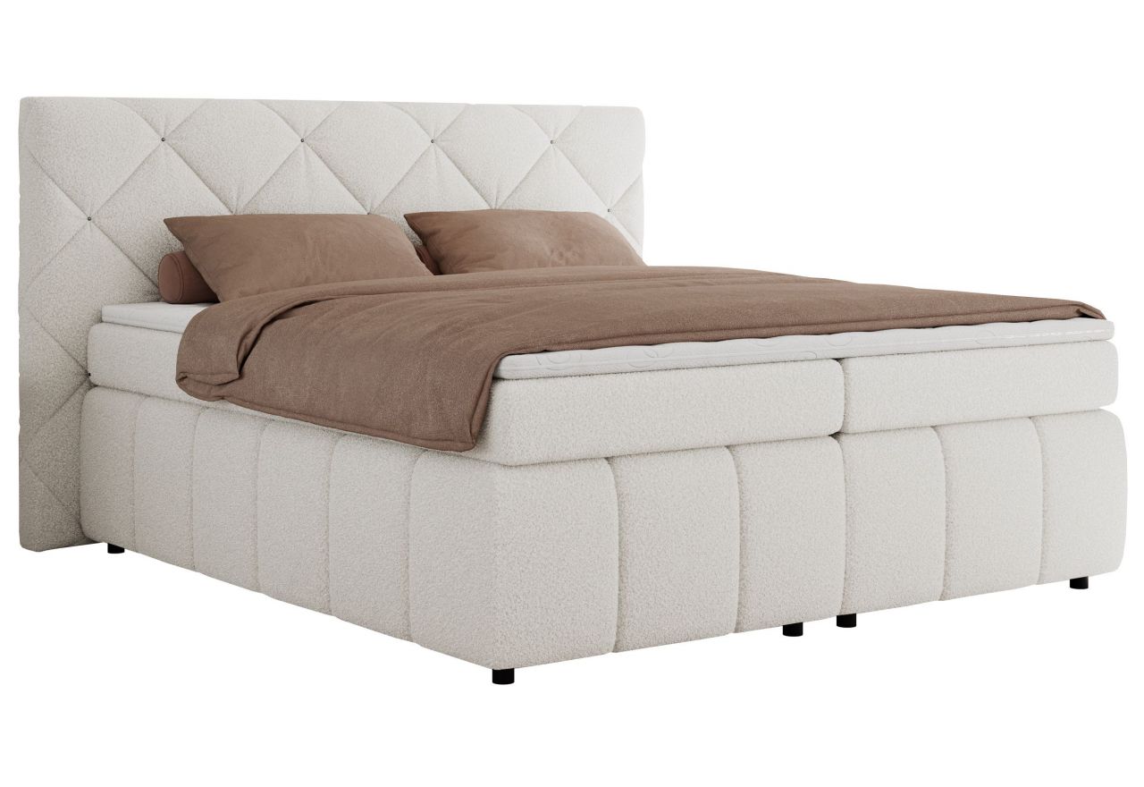 Łóżko kontynentalne RITA 160x200 - H3 - biały, boucle