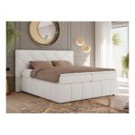 Łóżko kontynentalne RITA 160x200 - H4 - biały, boucle