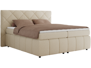 Łóżko kontynentalne RITA 140x200 - H3 - beżowy, boucle