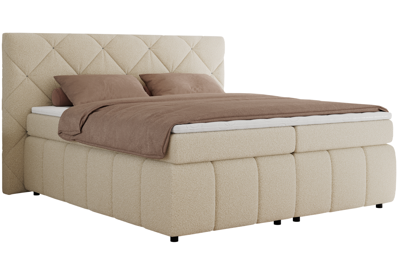 Łóżko kontynentalne RITA 140x200 - H3 - beżowy, boucle