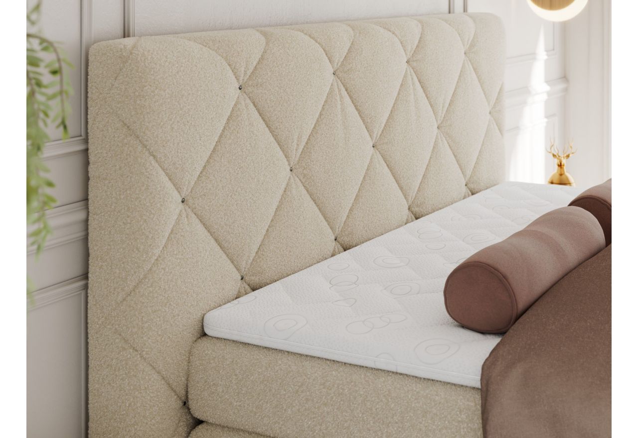 Łóżko kontynentalne RITA 160x200 - H4 - beżowy, boucle