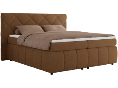 Łóżko kontynentalne RITA 140x200 - H3 - brązowy, boucle