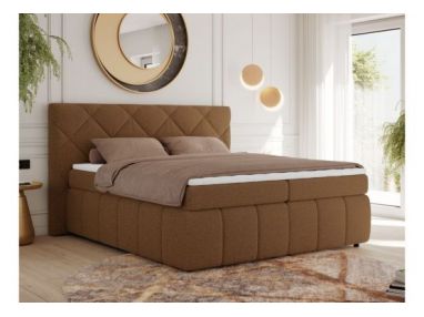 Łóżko kontynentalne RITA 160x200 - H3 - brązowy, boucle