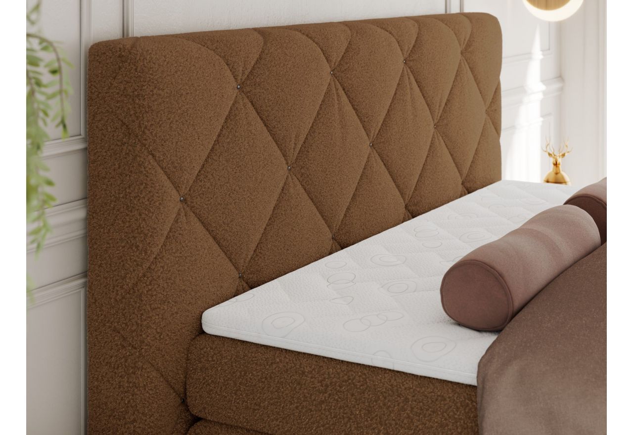 Łóżko kontynentalne RITA 180x200 - H4 - brązowy, boucle