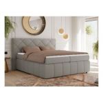 Łóżko kontynentalne RITA 160x200 - H3 - szary, boucle