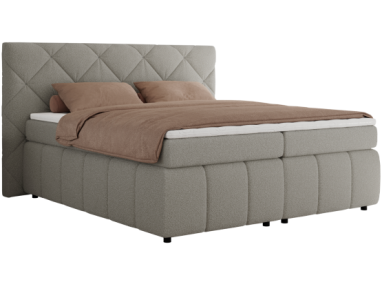 Łóżko kontynentalne RITA 160x200 - H3 - szary, boucle