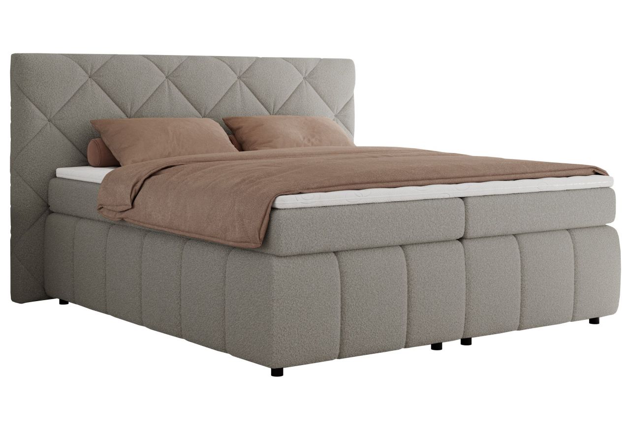 Łóżko kontynentalne RITA 160x200 - H3 - szary, boucle