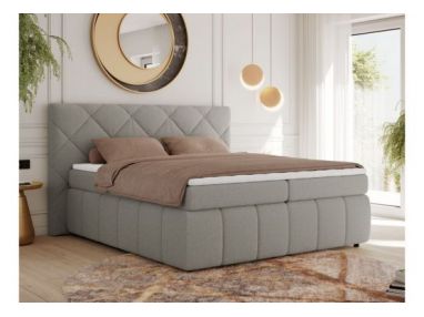 Łóżko kontynentalne RITA 160x200 - H4 - szary, boucle