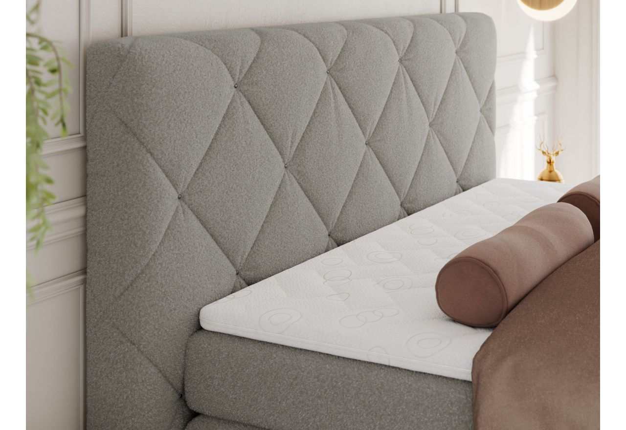 Łóżko kontynentalne RITA 160x200 - H4 - szary, boucle