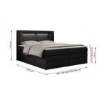Łóżko kontynentalne GOLD 5 KING 120x200 - H3 - czarny, ekoskóra