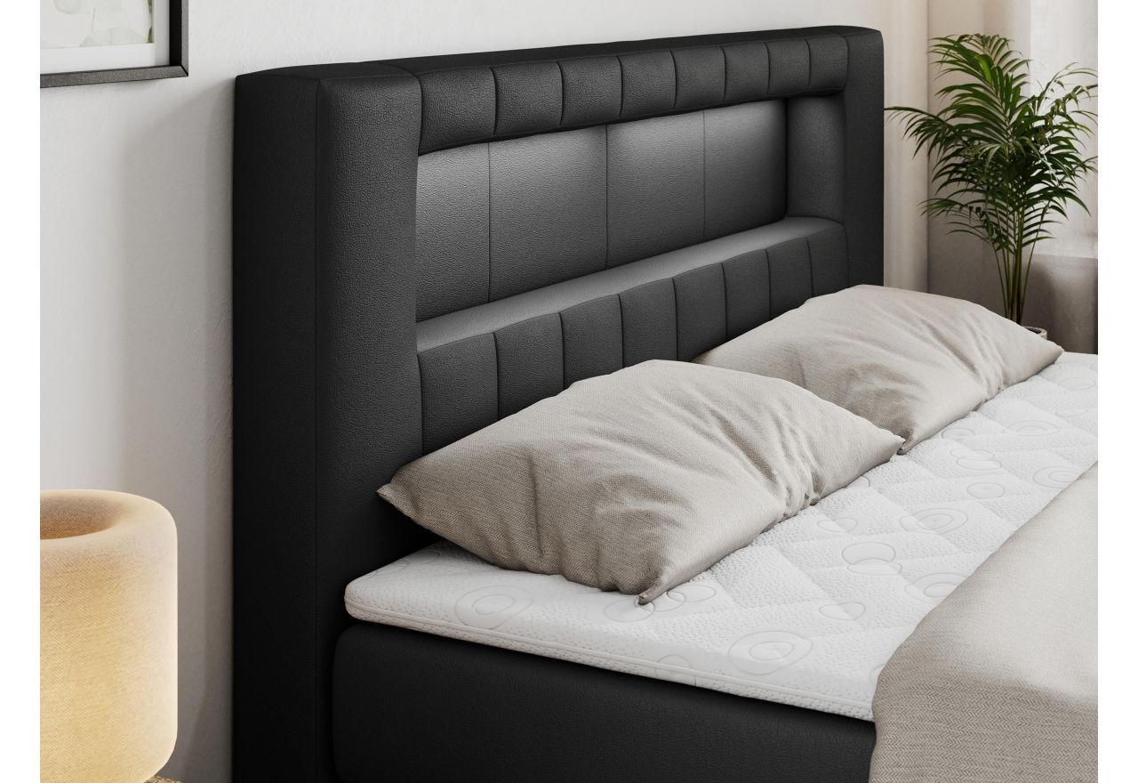 Łóżko kontynentalne GOLD 5 KING 120x200 - H3 - czarny, ekoskóra