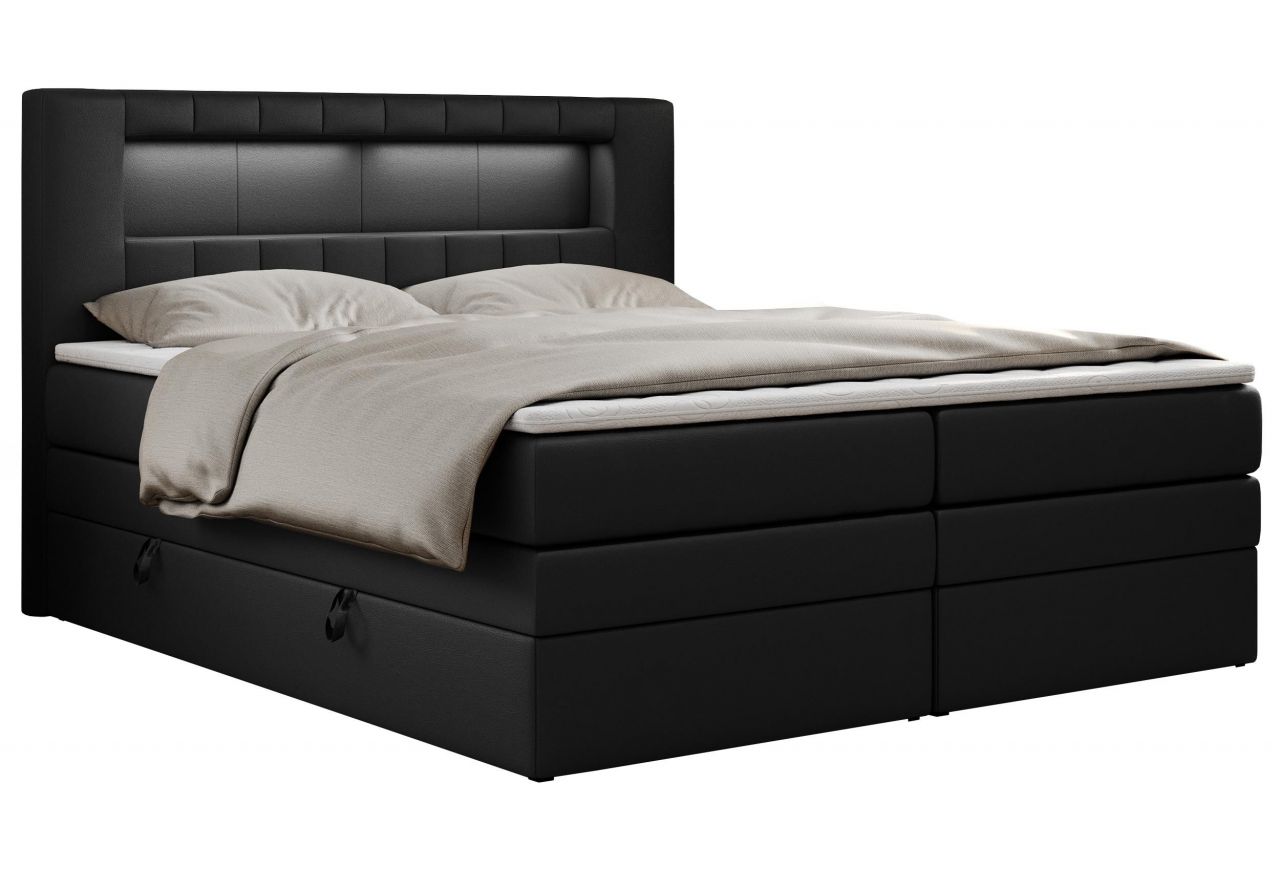 Łóżko kontynentalne GOLD 5 KING 120x200 - H3 - czarny, ekoskóra