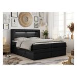 Łóżko kontynentalne GOLD 5 KING 140x200 - H3 - czarny, ekoskóra