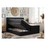 Łóżko kontynentalne GOLD 5 KING 140x200 - H3 - czarny, ekoskóra